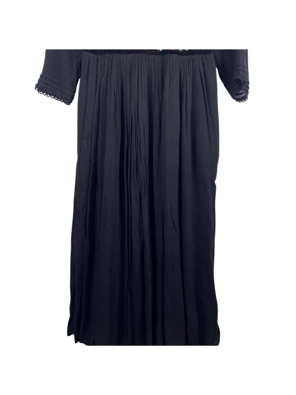 Free People Flora Black Embroidered Floral Festival maxi boho dress Small - Picture 3 of 9